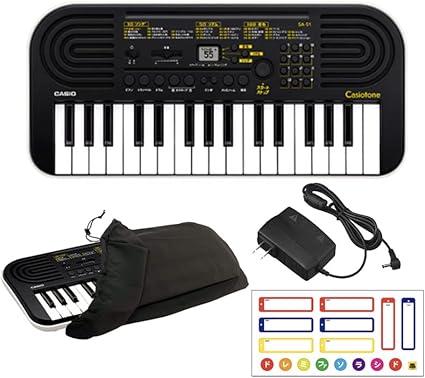 Amazon Casio ミニ鍵盤キーボード Sa 51 ブラック 専用acアダプター Ad Elj ダストカバー セット お 名前ドレミシール付 キーボード 楽器 音響機器