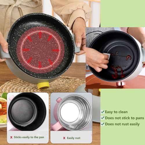 RHD Panela elétrica quente de 2,2 L com 2 vaporizadores, frigideira antiaderente portátil, fogão de