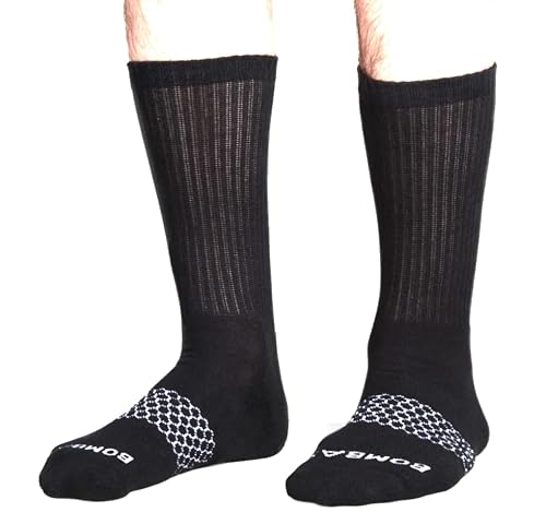 Bombas Calf Crew Socks Black Large - 5 Pack #TOP1