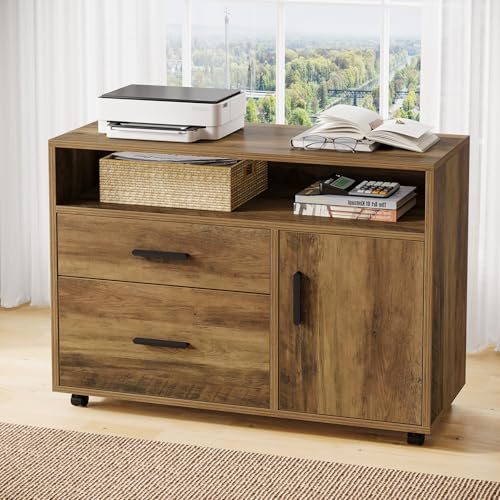 Image of Tribesigns L Shaped Desk with Drawer Cabinet, 63 inch Executive Computer Desk and lateral File Cabinet, 2 Piece Home Office Furniture with Drawers for Hanging, Door