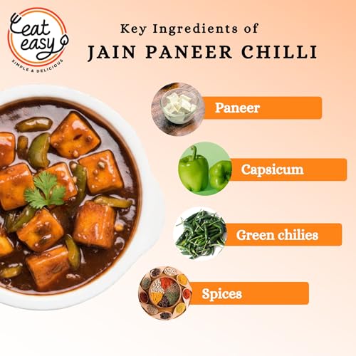 Image of Eat Easy Ready to Eat Jain Paneer Chilli 95g (Pack of 2) No Onion No Garlic | After Preparation 235g Each, Just Add Hot Water & Cook | Freeze Dried Instant Indo-Chinese Meal for Trip | Each Pack Serves 2
