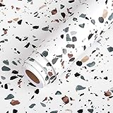 LACHEERY 15.8'x276' White Terrazzo Wallpaper Peel and Stick for Bathroom Granite Countertop Peel and Stick Contact Paper for Walls Desk Top Renter Friendly Wallpaper Accent Wall Vinyl Wall Paper Roll
