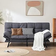 Opoiar Futon,Convertible Sofa Bed,Modern Futon Sofa Bed,Folding Loveseat Sofa,Sleeper Sofa,Futon Couch Bed,Adjustable Armrest&Backrest,Futon Sets for Compact Living Spaces,Apartment,Dorm,Office,Grey