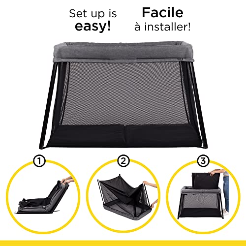 Safety 1st Dream and Go Travel Playard, Light weight and folds compact for easy storage and travel, with a soft mattress and zip up bassinet, Grey Wolf - Image 3