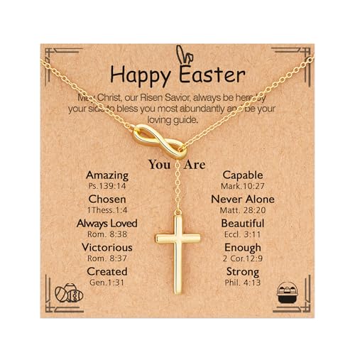 Pavkki Easter Basket Stuffers Gifts for Girls Kids Teens Cross Necklace Christian Religious Jesus Essentials Ages 8-12 Tween Women Jewelry by Pavkki - Used condition - US$12.78