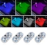 7 Colors Interior Car Lights Car LED Lights Interior Wireless with 6 Bright LED Lamp Beads 4Pcs Portable USB Rechargeable Car Interior Led Night Light for Car Decor