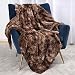 Bonzy Home Luxury Faux Fur Throw Blanket, Super Soft Fuzzy Cozy Warm Fluffy Plush Hypoallergenic Reversible Blankets for Bed Couch Chair Fall Winter Spring Living Room (50 x 60) - Brown Tie Dye