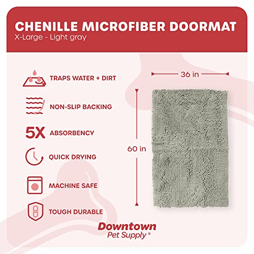 My Doggy Place - Microfiber Door Mat - Soft And Plush Pet Mat For Every Room Of The House - Dirt And Water Absorbent Mat - Washer & Dryer Safe Non-Slip Mat - Light Grey Runner Rug - 60 X 36 In #TOP1