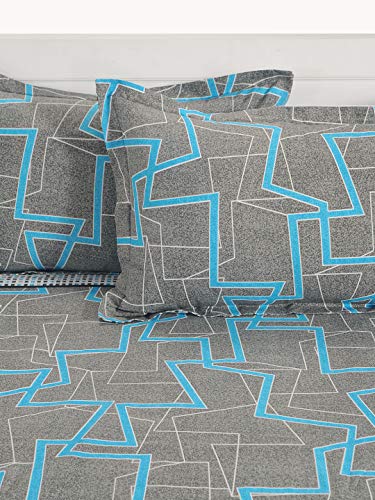 Image of Swayam 100% Cotton Single Bedsheet with 1 Pillow Cover | Size 60 x 90 inch | 144 TC | Geometric Design | Soft Breathable Bed Sheet | Comfortable & Durable for Bedroom - Grey