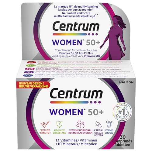 Centrum Women 50+ Multi Vitamines et Minéraux, Complément Alimentaire, Pour Femmes De 50 Ans et Plus, 30 comprimés