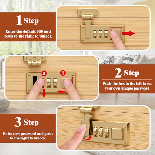 promitop Bamboo Storage Box with Lid and Lock - Wooden Storage Box with Rolling Tray, Adjustable Dividers, Elegant Storage Organizer, Gift for Men — view 4