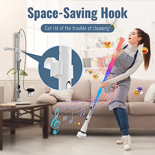 Shower Cleaning Brush, Electric Spin Scrubber, Cordless Shower Scrubber For Cleaning, Tub And Tile Power Scrubber, Adjustable Extension Handle & 4 Replaceable Brush Heads For Home,Kitchen,Floor,Car #TOP6