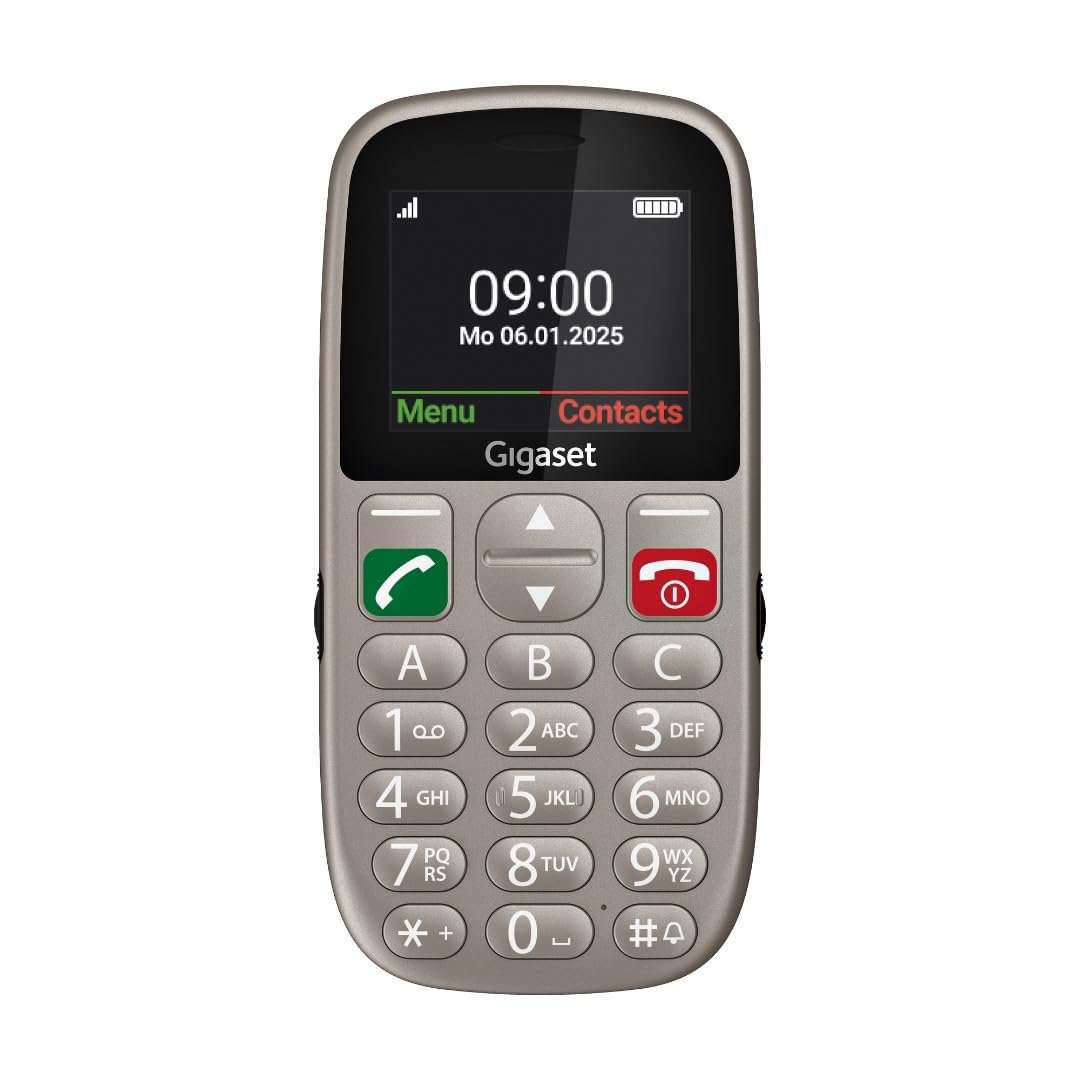 Gigaset GL395 Mobiltelefon – einfache Bedienung für Senioren, große Tasten & SOS-Notruftaste – Staub- & spritzwassergeschützt IP44 Schutzklasse – ohne Vertrag – 2,2 Zoll TFT-Farbdisplay, Titanium