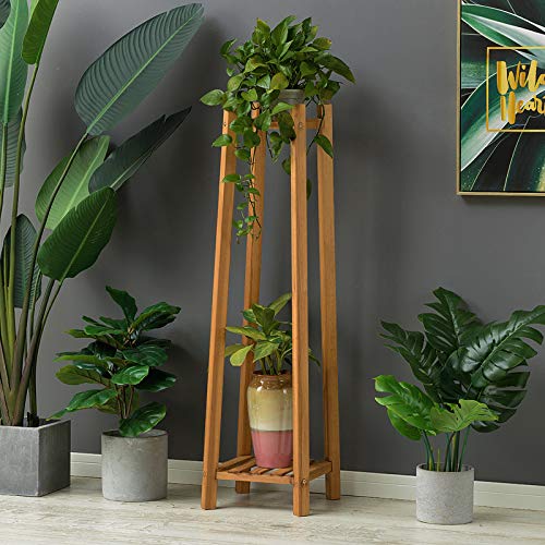 Beauty Panda® Teak Wood Multipurpose Plant Stand/Pot Stand | Living Room Side /Flower Pot | Vase Stand | Indoor Outdoor Planter Display Shelving (ST8L, Natural Wood)