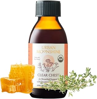 Urban Moonshine Clear Chest Syrup - Clear Lungs - Immune Support - Respiratory Health - Elecampane - Licorice Root - Raw Honey - Certified Organic - Natural - 4.2 Fl Oz