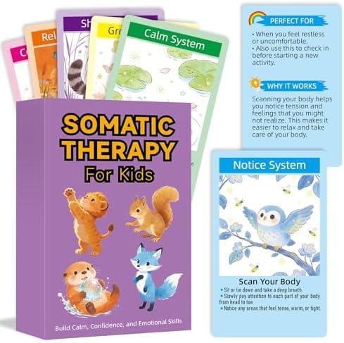 Somatic Therapy Cards for Kids, 52 Emotional Regulation Exercises...