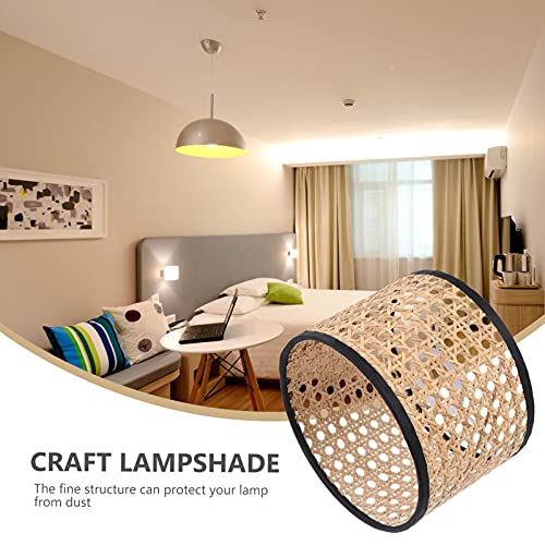 Osaladi E27 Rattan Lamp Shade Weaving Craft Chandelier Light Shade Frame Lamp Cover For Table Floor Pendant Light 16X16X12Cm #TOP7