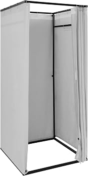 Large Freestanding Changing Room with Privacy Curtain, 33.46x33.46x78.74 Inches,Portable Dressing Room for Events, Market, Home, Camping,with Sturdy Iron Frame & Clothes Hanger Grey