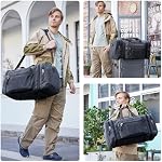 Large Canvas Travel Duffle Bag - Expandable to 70L, Durable Weekender for Men & Women - Ideal for Airplanes Travel, Gym, and Business(Dark Grey)