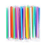 100 PCS Individually Packaged Colorful Jumbo Smoothie Straws, Large Wide Milkshake Disposable Plasti