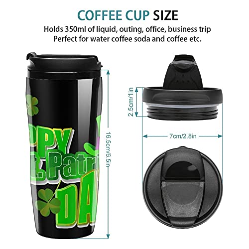 Irish Clover Happy St. Patrick's Day Shamrock - Vaso de viaje de plástico con tapa, doble pared aislada con diseño de… - Imagen 3
