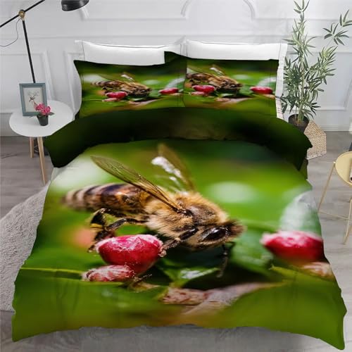 Housse de couette en microfibre douce 90x190 fleurs avec 2 taies ChéRi