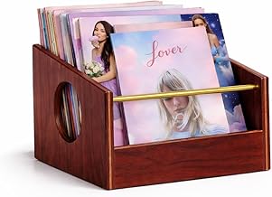Soundcheck Vinyl Record Storage Crate – Solid Wood LP Record Holder & Album Organizer Box, Vintage Style Record Storage Stand for Home, Office & Music Lovers (Cherry)