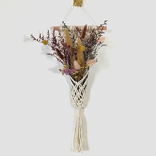 Boho Wall Hanging Dried Natural Flowers Decoration,Small Macrame Pampas ...
