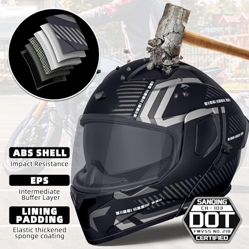 Image of SanQing Adult Modular Flip-Up Full Face Motorcycle Helmets-DOT