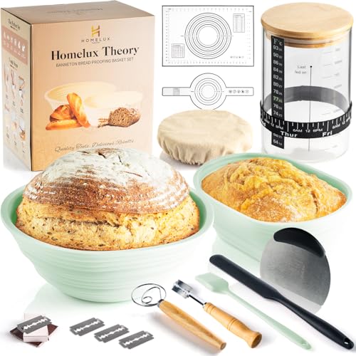 Sourdough Starter Kit & Proofing Basket Set (Green) by HOMELUX THEORY