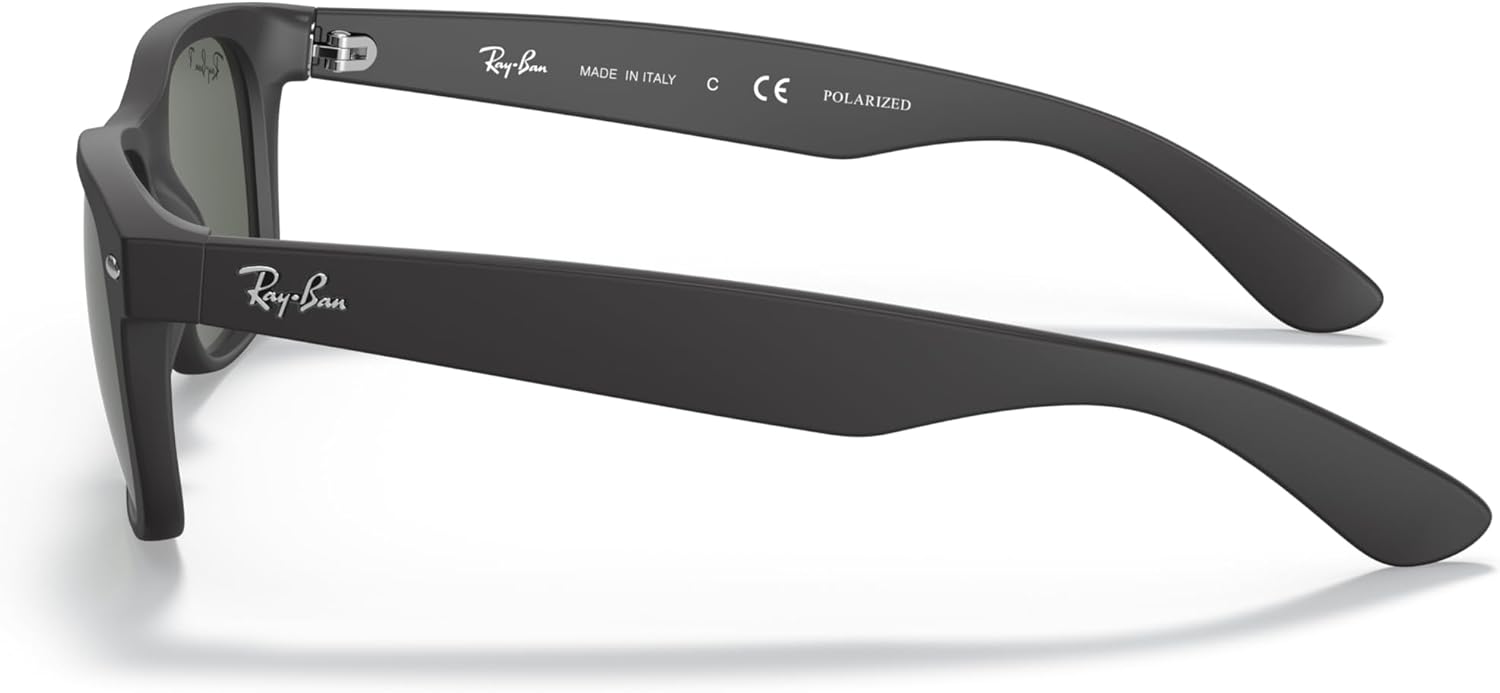 Ray-Ban Unisex Sunglasses Rubber Black Frame, Green Lenses, 55MM