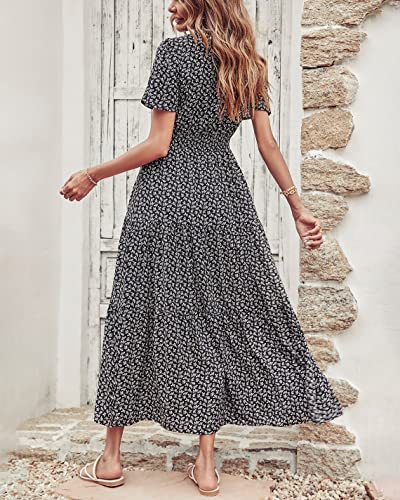 Image of PRETTYGARDEN Women's Casual Smocked Boho Floral A-Line Maxi Dress 2026