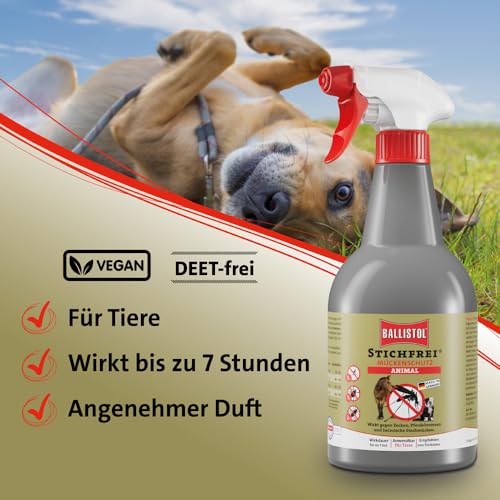 BALLISTOL 26833 Stichfrei Animal 100ml Spray – Tier-Schutz Insektenspray– 8h Schutz vor Mücken, Bremsen, Fliegen, Zecken