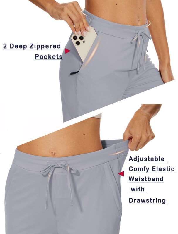 Womens Bermuda Shorts 12" Knee Length Drawstring with 2 Deep Zippered Pockets Comfy Lounge Breathable Shorts - Image 5