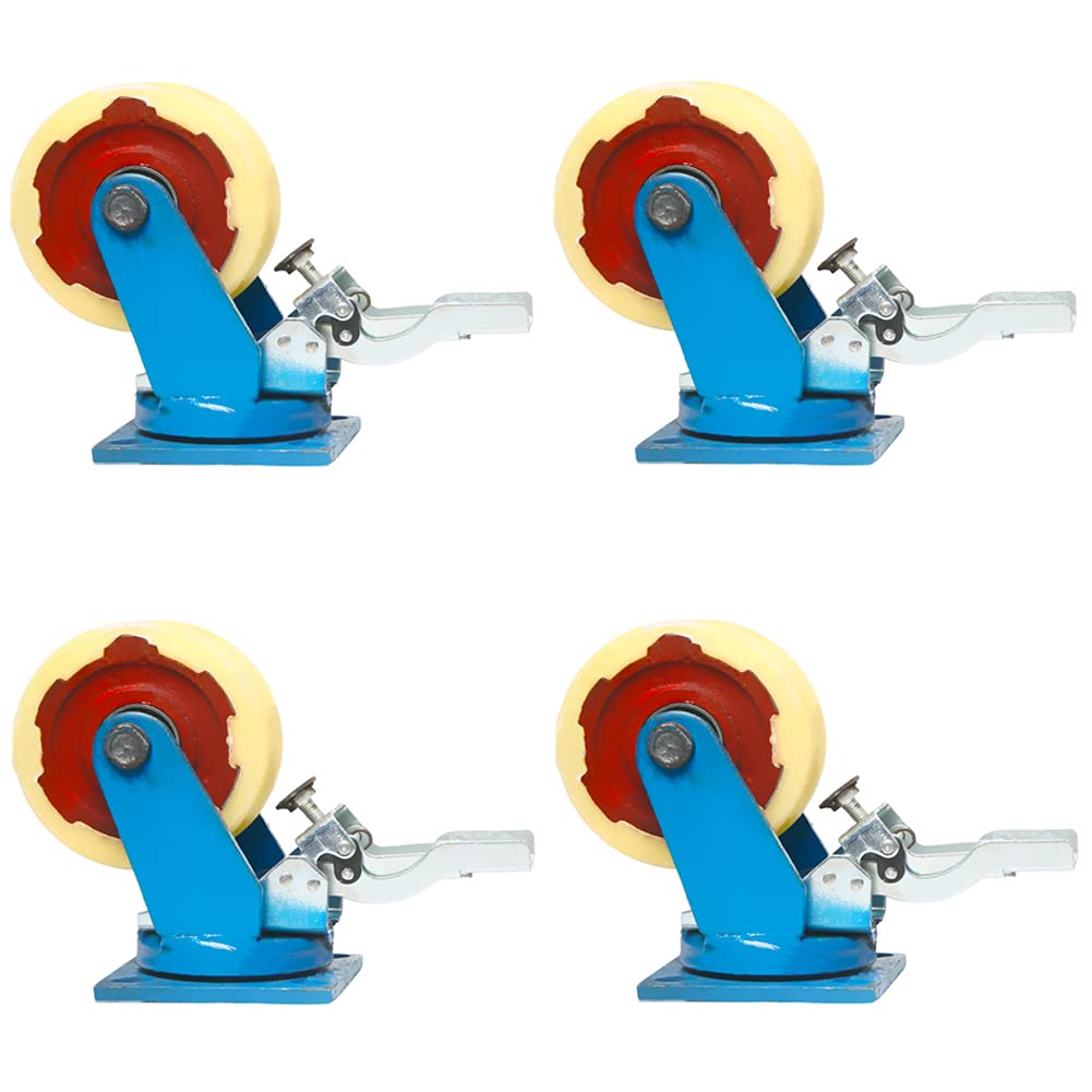 Ruedas de Alta Resistencia, Nylon con núcleo de Hierro/Ancho 70 mm Carretilla universales / 1000 kg de Carga/Placa Inferior de 130 * 130, Cuatro cargadas