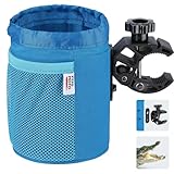 KEMIMOTO Motorcycle Cup Holder, Oxford Fabric Motorcycle Drink Holder with 0.6'-1.5' Alligator Clamp, Universal Water Bottle Cup Accessories for Bike, ATV/UTV, Scooter, Boat, Walker, Blue