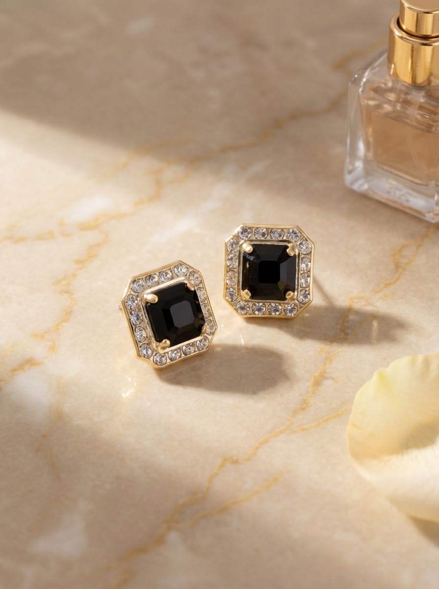 Sorrelli Autumn Stud Earrings – Crystal-Embellished Imperial Square Halo Studs