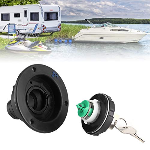 Image of Black Fresh Water Fill Hatch Inlet Round Water Inlet Fill Lock Tank Filling Port W /Key for RV Yacht Camping Suitable for Yacht Camper Trailer(Black)