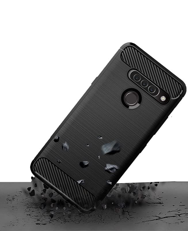 Image of NPRC Hybrid Ultra Slim Protective Case TPU Non-Slip Carbon Fiber Texture Shockproof Case Cover for Lg G8S Thinq - Black