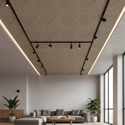 Image of Kayra Decor Wall Panels for Bedroom - PVC Fluted Design Mega Graige Color 19.7 inch x 19.7 inch (Pack of 12) - Covers 32.34 Sq. Ft.