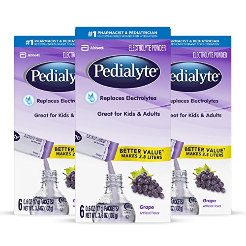 Pedialyte Electrolyte Powder, Grape, Electrolyte Hydration Drink, 0.6 oz Powder Packs, 18 Count
