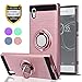Sony Xperia XA1 Case with HD Phone Screen Protector,Ymhxcy 360 Degree Rotating Ring & Bracket Dual Layer Shock Bumper Cover for Sony Xperia XA1 5"(2017)-ZH Rose Gold
