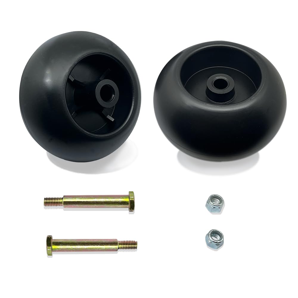 2 ruedas de cubierta + pernos de hombro, tuercas de bloqueo para 133957 174873 532133957 532174873 Craftsman Poulan Husqvarna. MTD 734-03058, 753-04856. Murray 92683, 92265. John Deere M8469 0. Ariens