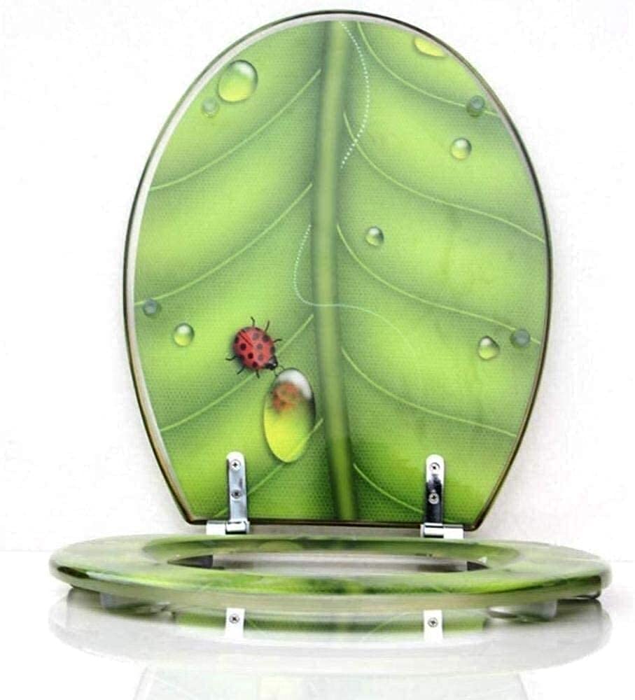 Toilettensitz mit 3D-Blättern, langsam schließend, robuster Toilettendeckel aus Kunstharz für Badezimmer