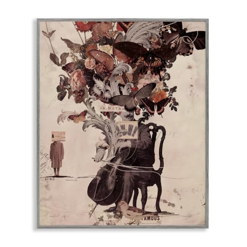 'Musician Butterfly Botanicals Collage'| Framed Giclee Art