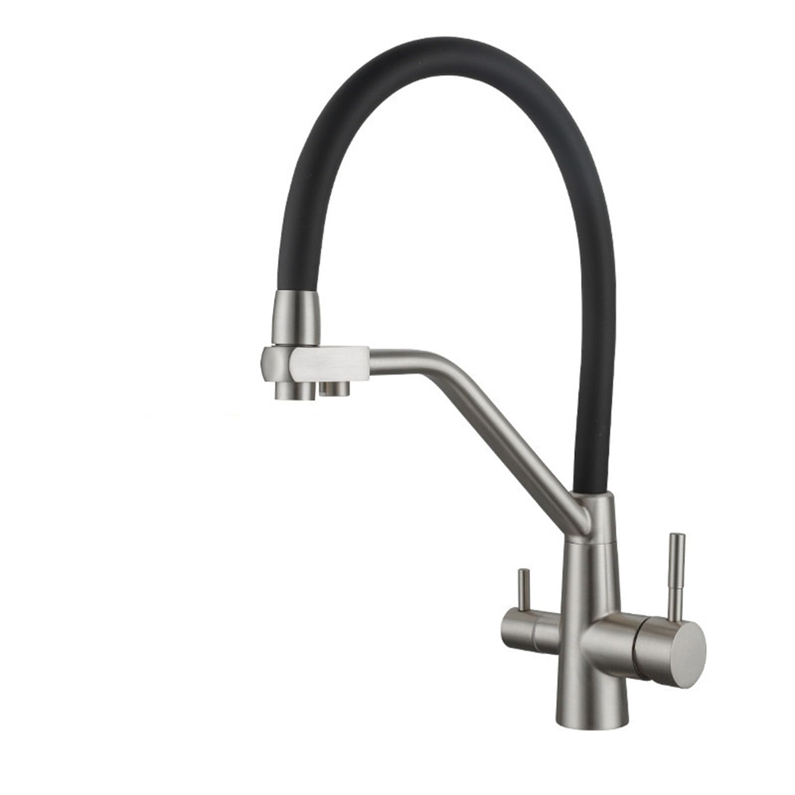 FCXWEVR 3-Way Kitchen Faucet with Dual Lever 360° Swivel Brushed Stainless Steel Grifos Cocina Fregadero for Drinking Water & Osmosis& Stylish Design