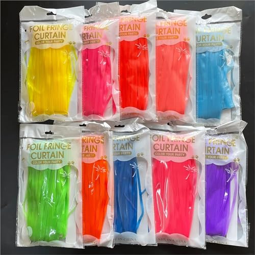 Foil Fringe Curtains 2pcs Party Decoration Colorful Foil Fringe Curtain Backdrop Photo Booth Tinsel Glow Theme Birthday Bachelorette(Color-08) by BNDDZBN - Used condition - Image 3