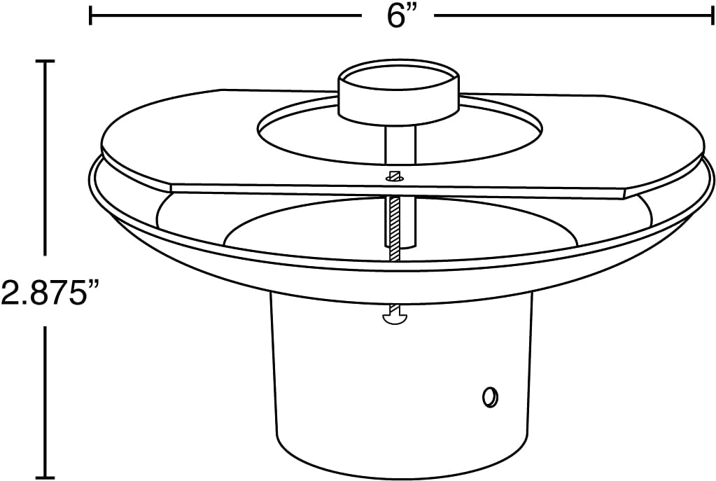 Line drawing of the Solus S1721-BK Fitter with dimensions: 6 inches width and 2.875 inches height.