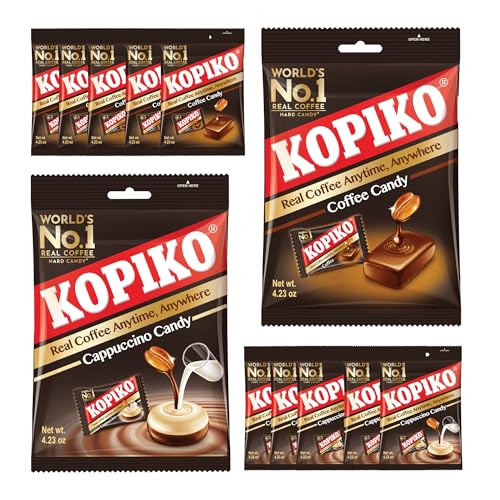 Kopiko Assorted Pack 100g (Pack of 12) Coffee Bag Sweets | 6 x Coffee 6x Cappuccino Candy
