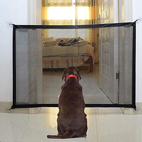 Magic Gate for Dogs, Portable Folding Stair Gate Safe Guard Pet Isolation Net Indoor and Outdoor Safety Gate Install Anywhere for Dogs Cats - 110x72cm Cover